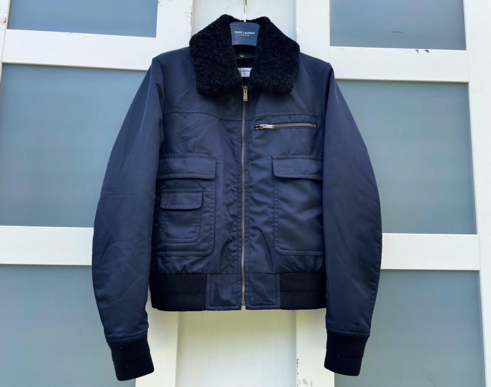 Giacca bombardiere aviatore ultra rara e fantastica Saint Laurent AW19 collo shearling