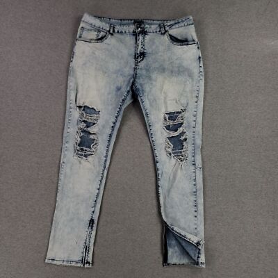 Black Brand Jeans 38x32 Skinny Flex Slim Modern Stretch Light Wash Distressed