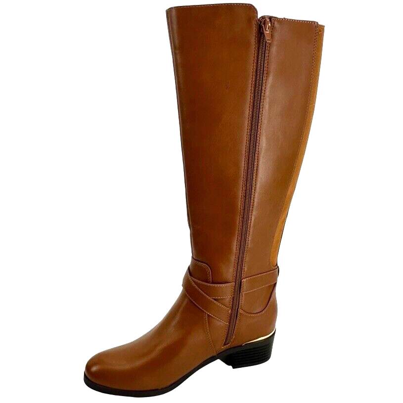 New Liz Claiborne Tenny Luggage Brown Knee High Harness Riding Boots size 
