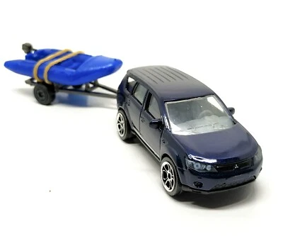 Majorette Mitsubishi Outlander Blue with Speed Boat Trailer 1:64 no Package - Image 1 of 4