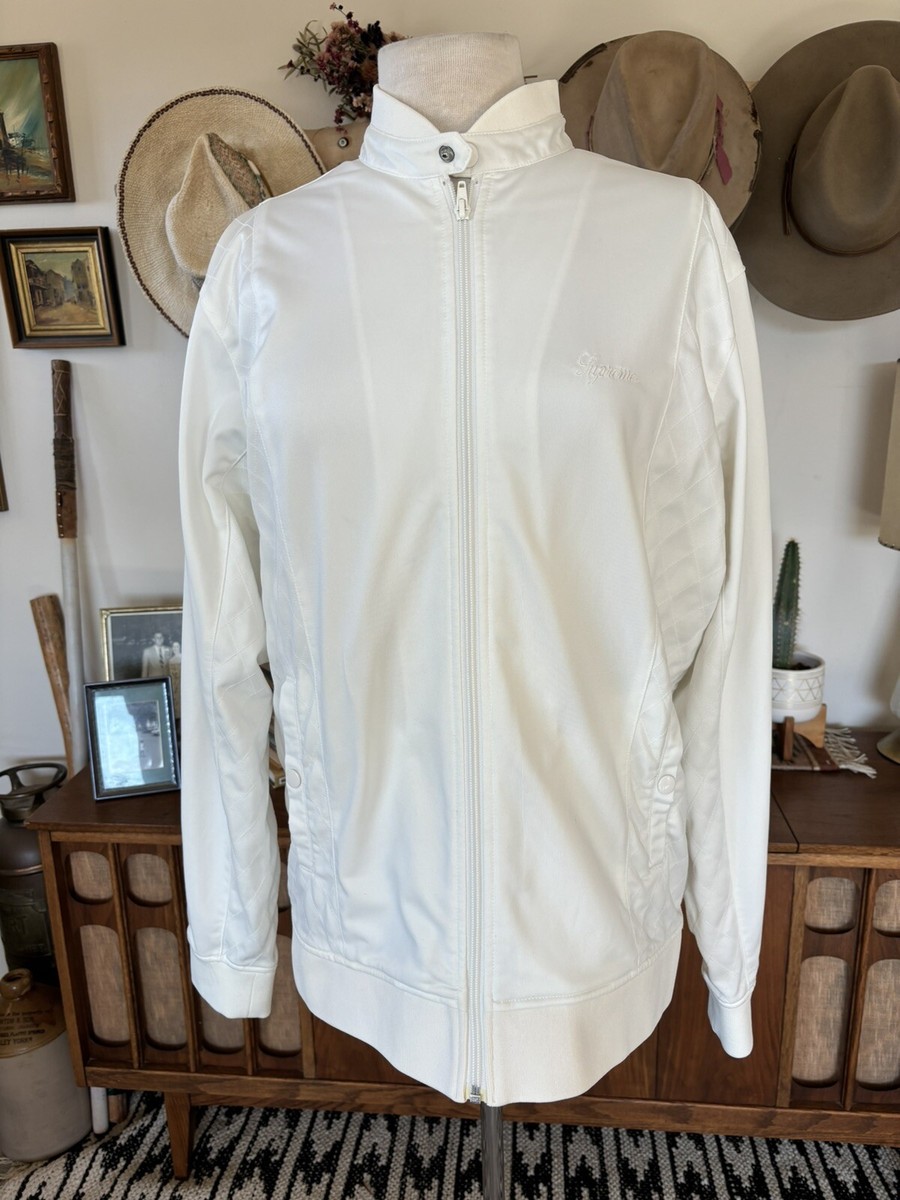 Rare Supreme White Polyester Full Zip Embroidered Jacket Size