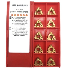 10Pcs 16ER AG60 BP010 3/8" External Threading CNC Carbide Inserts,For Steel,SER