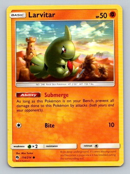 2018 Pokemon Card Lost Thunder Larvitar 114/214