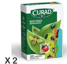 2 New 20 Packs (40 total) CURAD Busy Bugs Assorted Bandages Free US Shipping