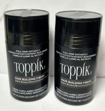 TOPPIK Hair Building Fibers, Dark Brown - 0.42oz. PACK OF 2 ~ NEW