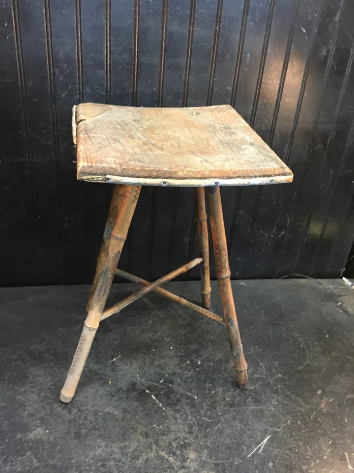 Antigua mesa auxiliar victoriana de bambú soporte para plantas 18 pulgadas de alto, madera 11 pulgadas superior Foto 3 de 4