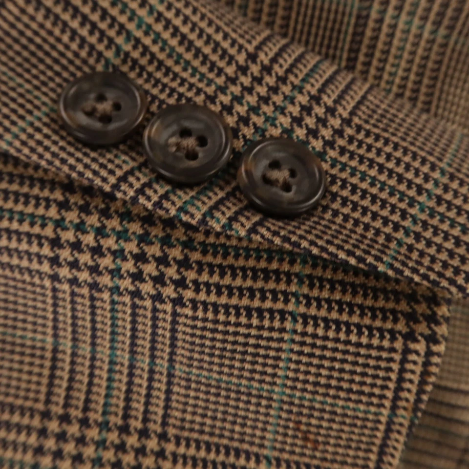 Chaqueta a Cuadros Príncipe de Gales de Colección M Marrón Verde Glen Blazer 100% Lana 40R Foto 4 de 4
