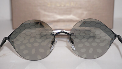 BVLGARI Sunglasses New Black Printed Mirrored Silver BV6089  display picture 3