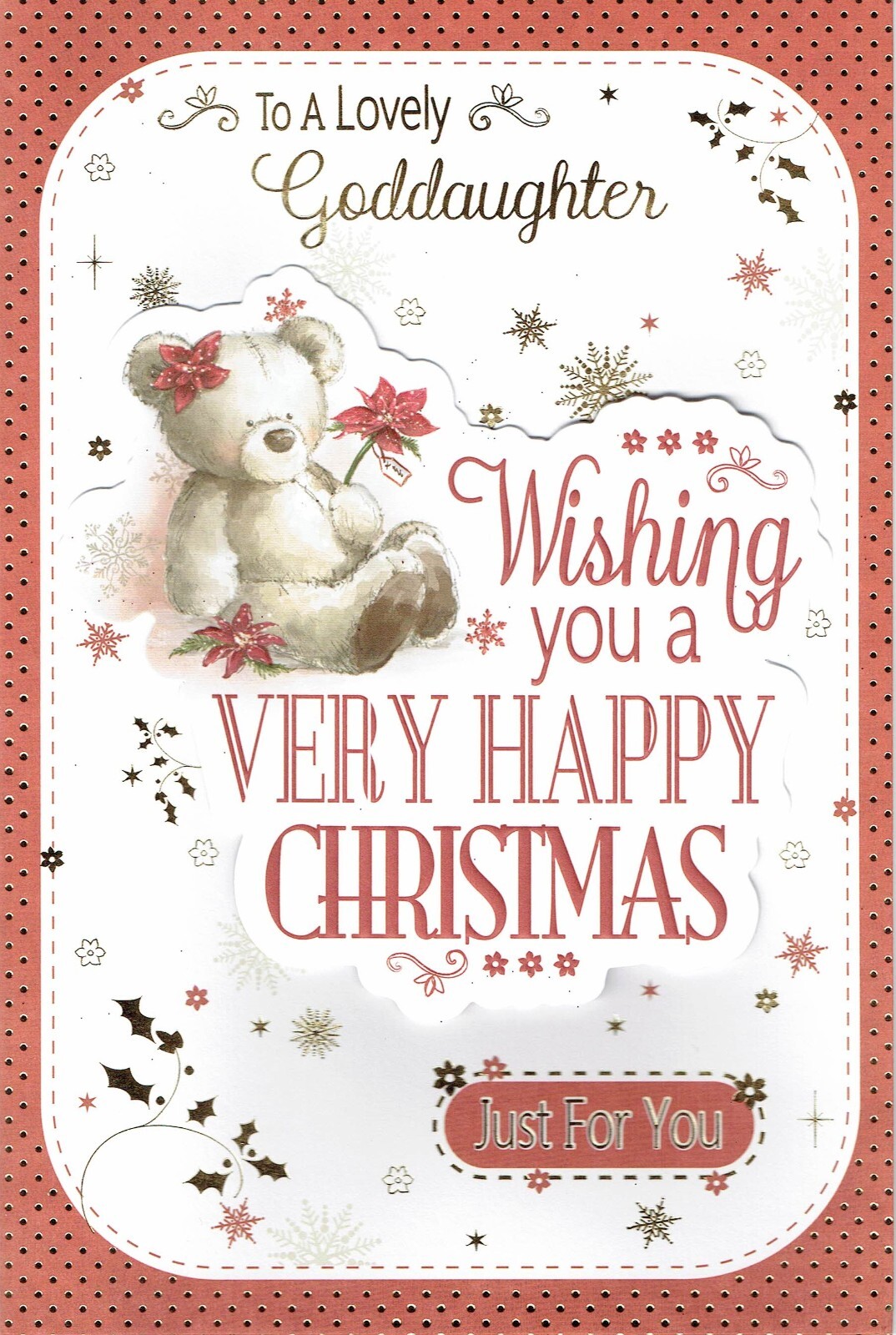 GODDAUGHTER CHRITMAS CARD  - Quality Card Cute Bear Design