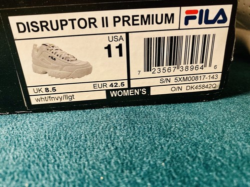 fila women's disruptor ii sneaker Wht/NeonGrn/Nvy Fits A Size 10 Perfectly - Picture 8 of 8
