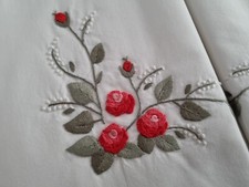 Spectaculaire drap brodé Coton Percale Broderie Punto Vapeur à la Main Sheet