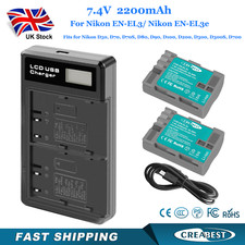 2x ENEL3E EN-EL3e Battery +Charger For Nikon D90 D100 D200 D300 D300S D700 D70S