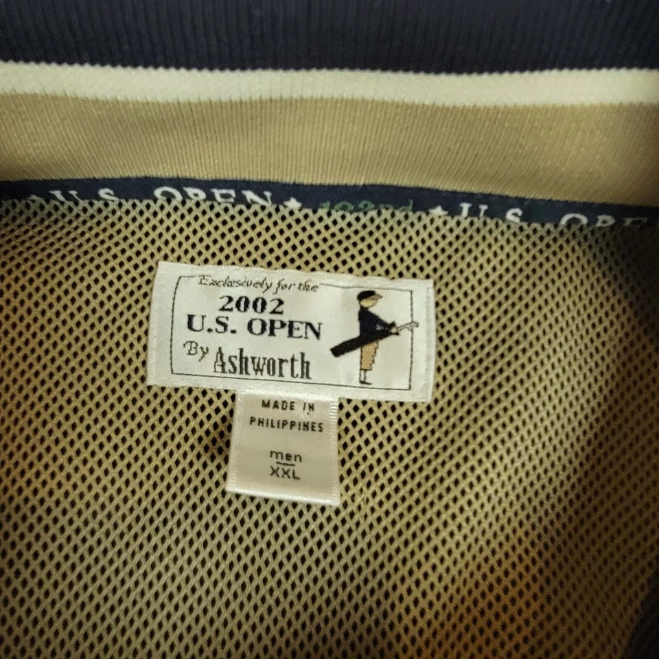 Винтажная мужская ветровка 2002 US Open Ashworth Bethpage черная компактная размер XXL темно-синяя - Изображение 2 из 4