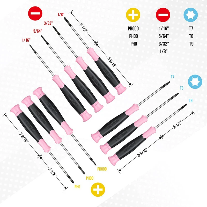 WORKPRO 10PCS Precision Screwdriver Set Slotted Torx Phillips Star Screwdrivers - Image 3 of 4