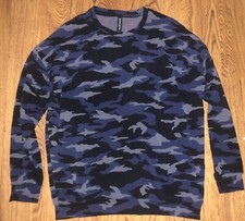 Athleta Balance Pullover Athleisure Sweatshirt Camo Lux Blue Black Size Medium