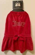 Juicy Couture Red Terry Velour Bling Dress Pet Dog Apparel Size M/L. NWT 
