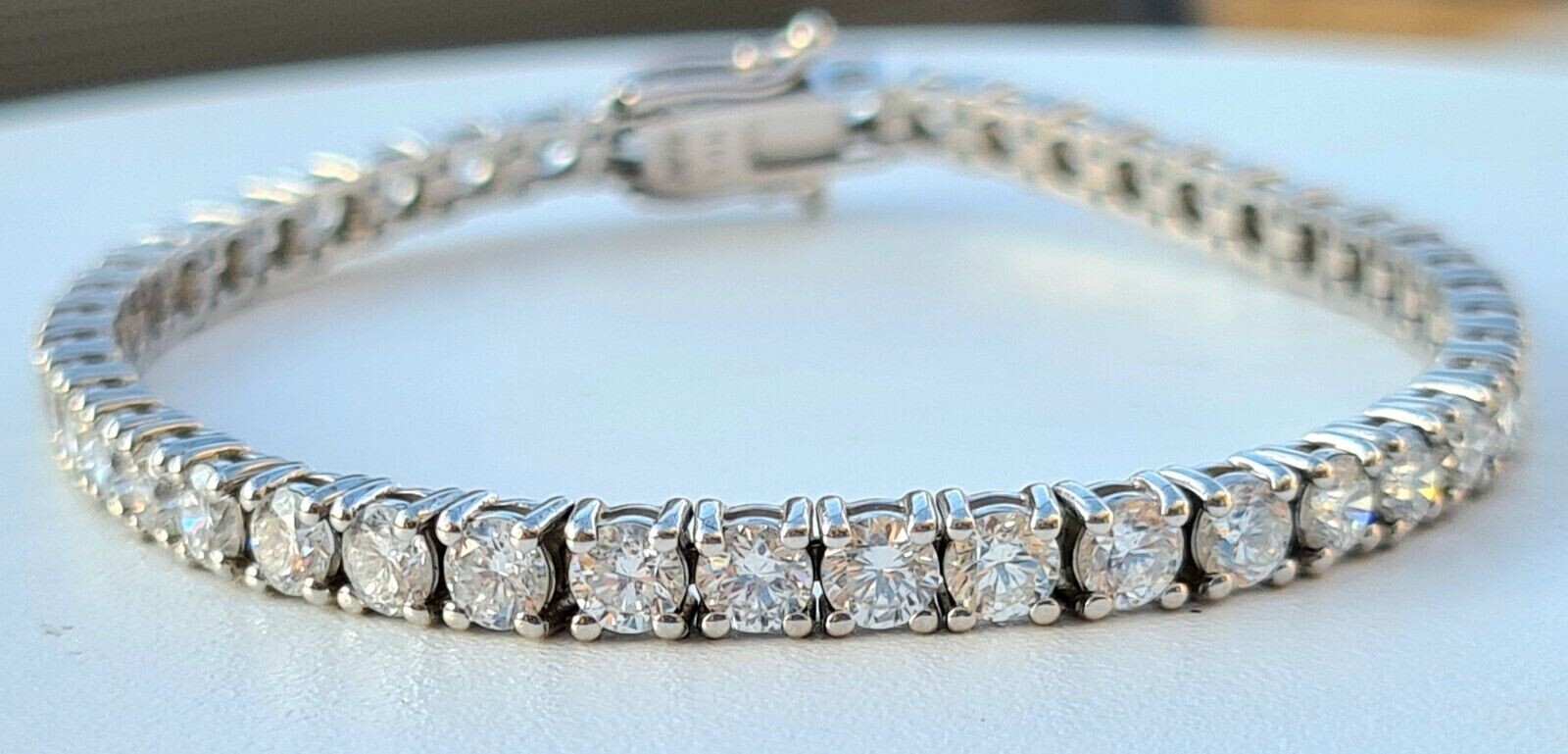 9.00Ct TW Round Diamond 7" Tennis Bracelet 14k White Gold Lab Grown (EF/VS)