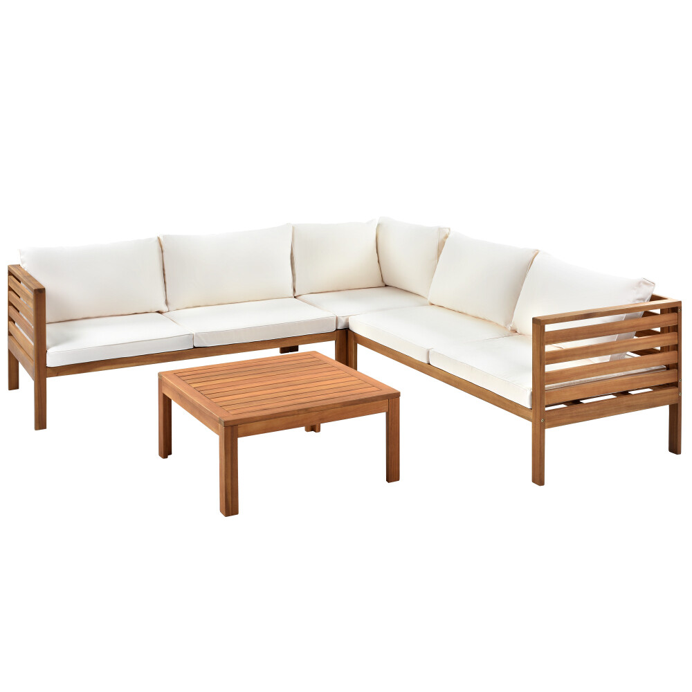 Wood Structure Outdoor Sofa Set with Water-resistant & Strong Metal Accessories