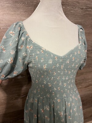 american eagle light blue dress Boho Smocked Floral Peasant Slip On Mini Sz S Floral Floral dresses Royal Blue Gown | silhouette_Short Sleeve Woven fabrication/Square neck/Sleeveless with Size:16 USA