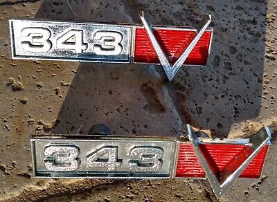 Fender Emblem, 343 V-8, Red & Black, 1968-69 AMC (2 Required)