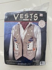 Dimensions Appliqu  CHEERFUL SNOWMAN VEST Kit 62003 Vtg 1995 Size S-XXL NIP