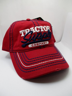 #ad #ad Tractor Supply Co. Distressed Cap Hat TSC Crimson Red Adjustable Adult NWT New $8.95