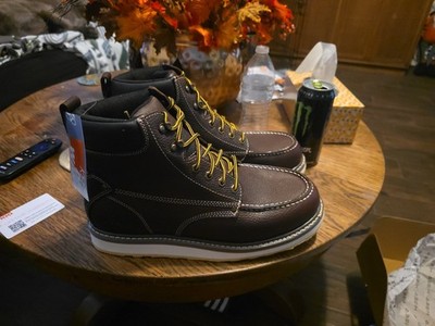Hisea Mens Work Boots Soft Toe Slip Resistant Safety Shoes