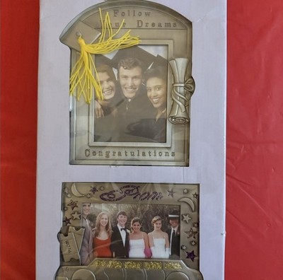 Graduation Prom Metal Frame Set Silver Gold Glitter Stars Rectangle