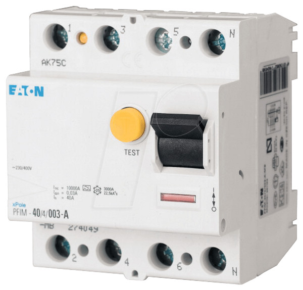 40A 30mA 4P Life Saving Differential Switch. Eaton Type F (G) Anti-Shooting