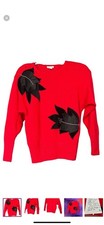 Vintage 80's Silk Angora Sweater Susan D  Gothic Leaf Pattern Chic Embellished.