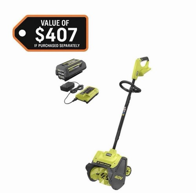 #ad #ad RYOBI 40V 12 in. Cordless Electric Snow Shovel w 4.0 Ah Battery amp; Charger $399.99