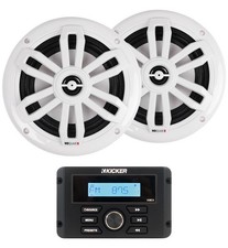 Kicker 46KMC3 Marine Gauge Hole Receiver w/Bluetooth 2 MB Quart Slim Speakers