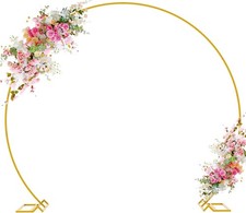 Round Backdrop Stand 8FT Gold Wedding Arch Metal Circle Balloon Arch Stand fo...