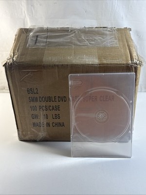 Double Clear Transparent DVD Cases 2-Disc 5mm Slim Storage Open Box 89/100 Read