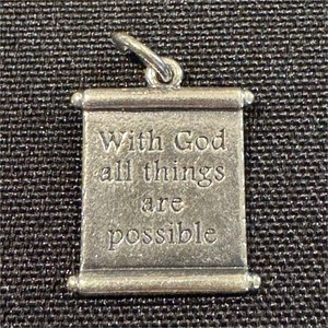 “With God All Things Are Possible” Christianity Scroll Pendant Charm