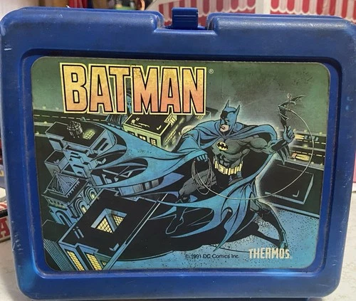 Vintage Retro Batman Plastic Lunch Box 1991 Thermos Brand DC Comics- No Thermos 