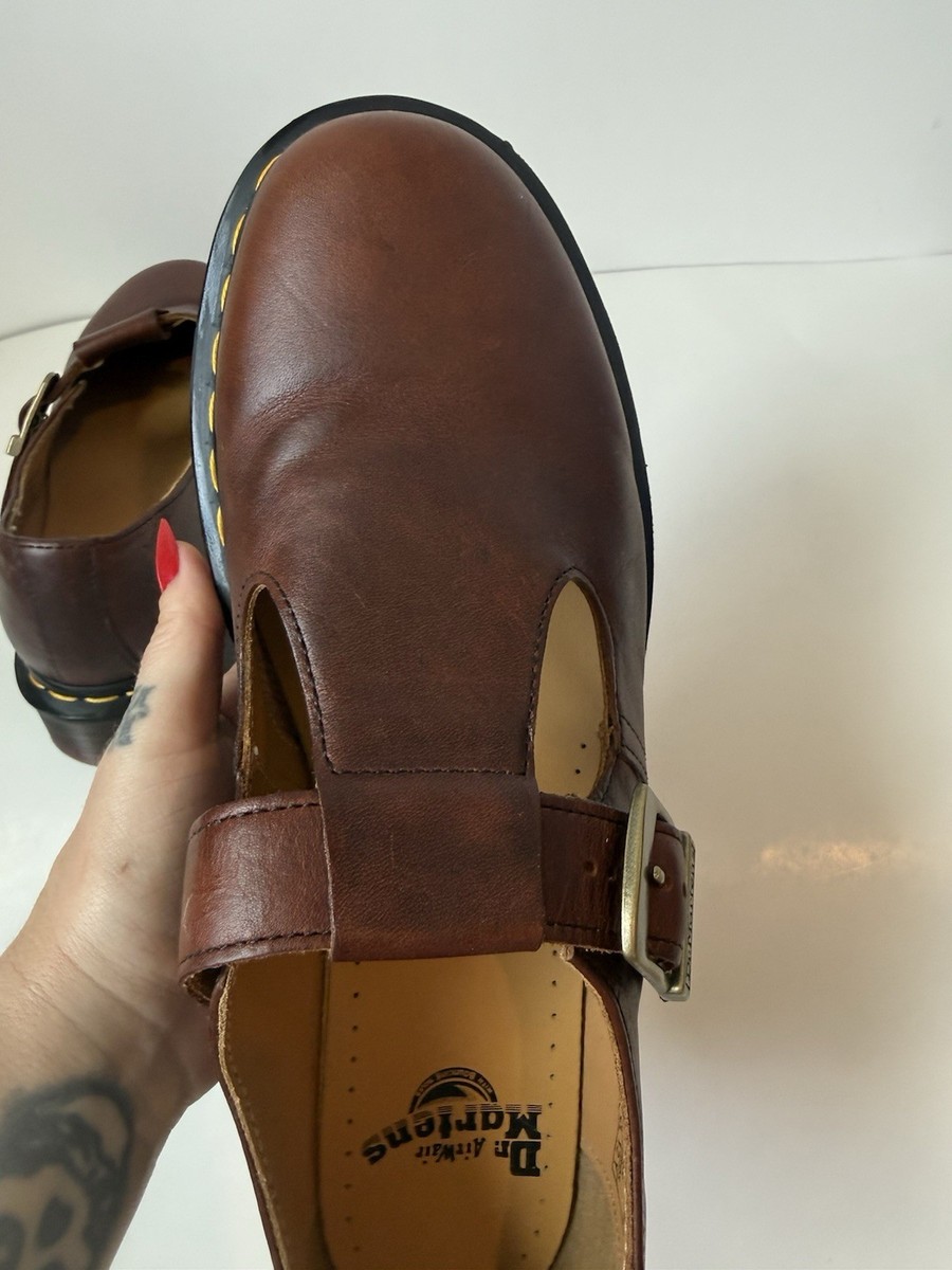 Dr. Martens T-Bar Mary Jane Shoes, Regency Whiskey Brown Leather M
