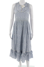 Ulla Johnson Women Floral Cotton Midi Sundress Sleeveless Light Blue Size 4