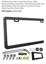 Zxfoog Carbon Fiber License Plate Frame-slim-handcrafted-2 Hole-new In Orig Pkg