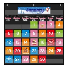 Boho Calendar Pocket Chart with 88 Cards for Classroom, Monthly Calendar and ...