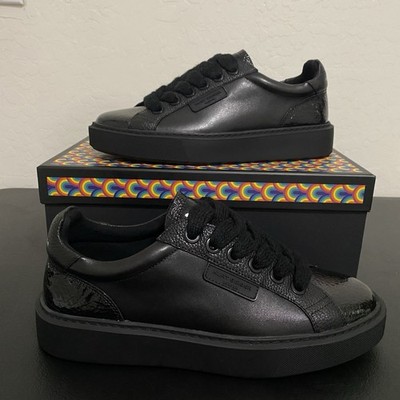 Mens Size 9 Albion Sneaker Kurt Geiger Patent Leather Black Shoes NEW