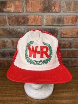 Vintage W-R Laurel Wreath Ribbon Logo Red Mesh SnapBack USA Made Hat Small/Med