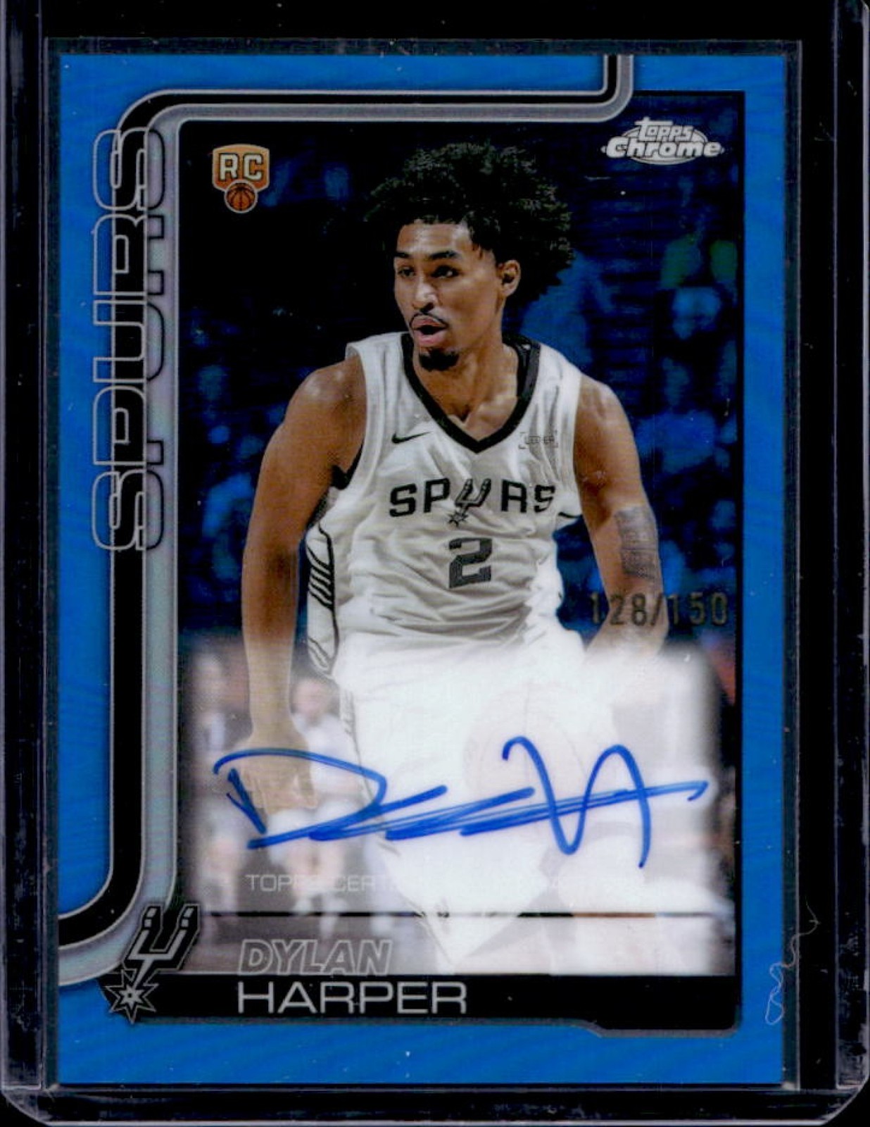 2025-26 Topps Chrome Dylan Harper Rookie Auto RC Blue Refractor #/150 Spurs