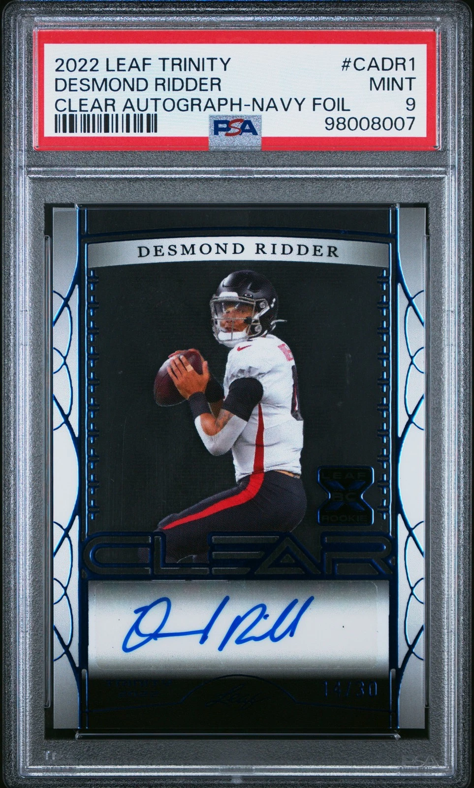 Desmond Ridder Leaf Trinity Clear Autographs #CADR1 Navy Foil