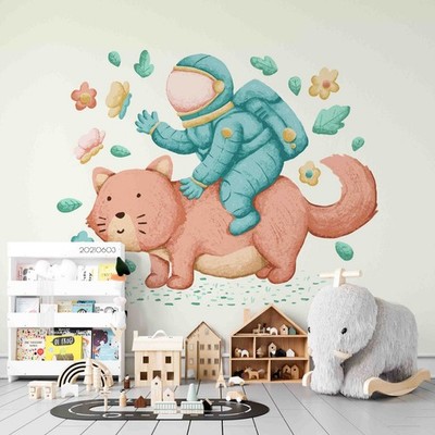 3D Cat Astronaut Illustration Wall Murals Wallpaper Murals Wall Sticker