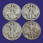 Lot of 4 Walking Liberty Half Dollars 90% Silver 900 48.7g all 1941 American B1