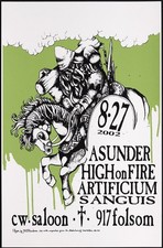 Asunder / High on Fire 2002 CW Saloon Poster David D'Andrea Doom Sleep Dystopia