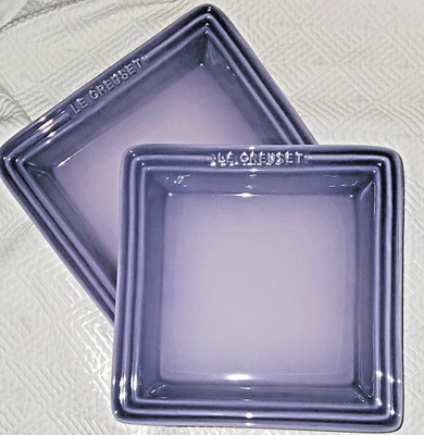 2 Le Creuset NWT Provence 8  Square PLATES M21cm LOGO OrientalSQ BlueBell Purple