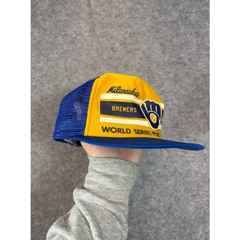 Vintage 80s Milwaukee Brewers World Series Fever MLB Trucker Hat Mesh Sportswear - Image 2 of 4