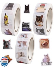 1500PCS Cat Stickers Roll, 42 Styles Funny Cat Meme Stickers for